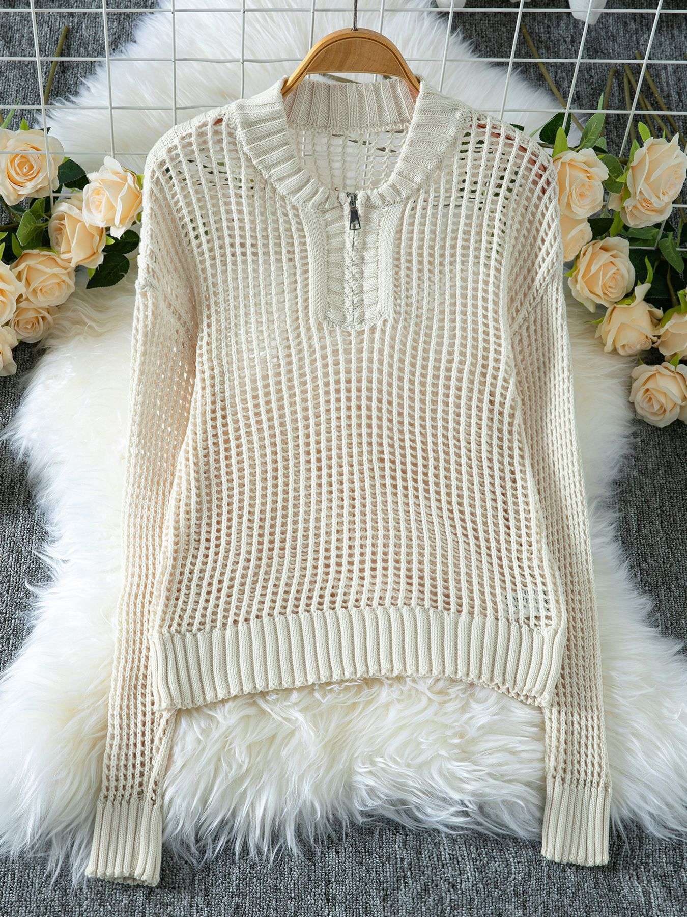 Cozy Open-Weave Knit Pullover image 5