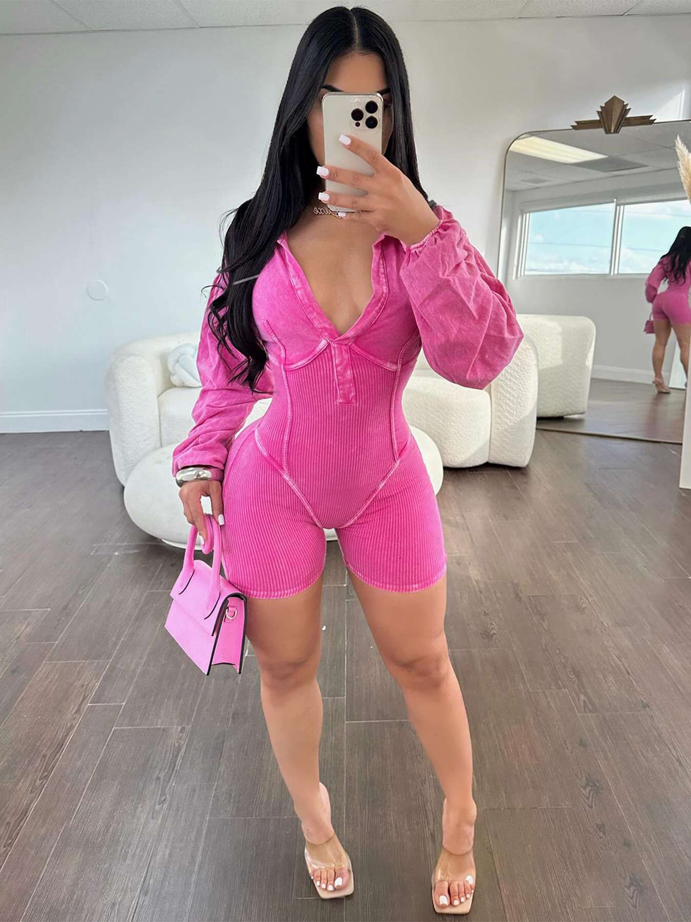 Romper Short Jumpsuit - L, Pink image