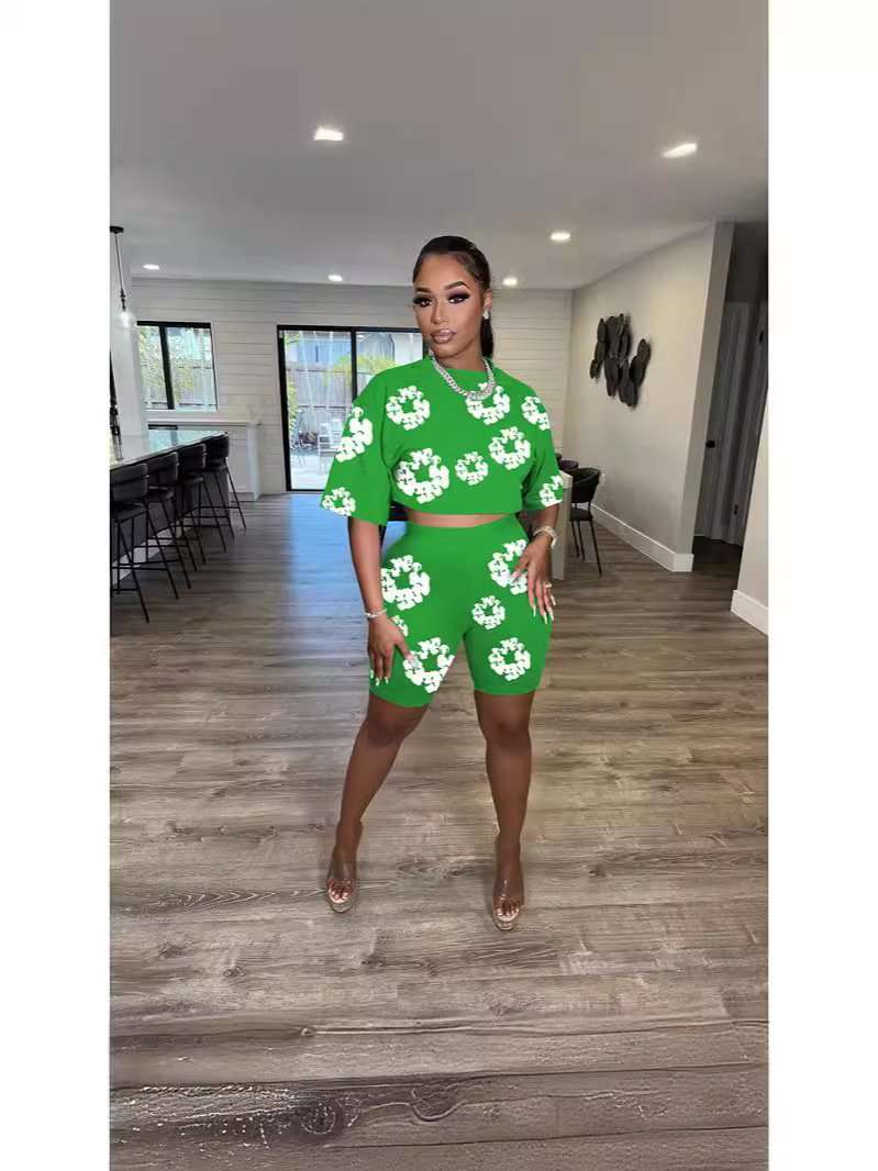 Abstract Print Two-Piece Set - S, Green image