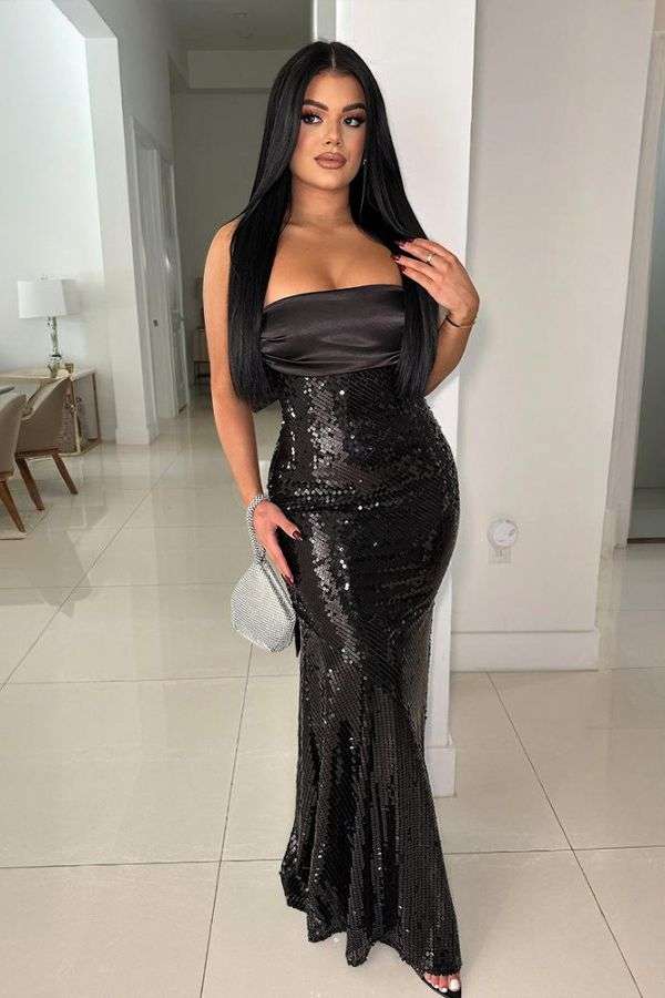 Sequin Strapless Maxi Dress image 0