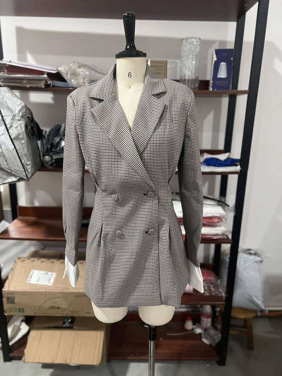 Classic Checkered Jacket  Oversized Cuffs image 3