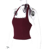 Backless Lace-up Lace Tank Top image 3