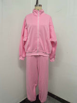 Hoodies Sweatshirt Jogger Sets - L, Pink image