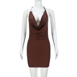 Date Night Spaghetti Strap Tank Dress - L, Brown image