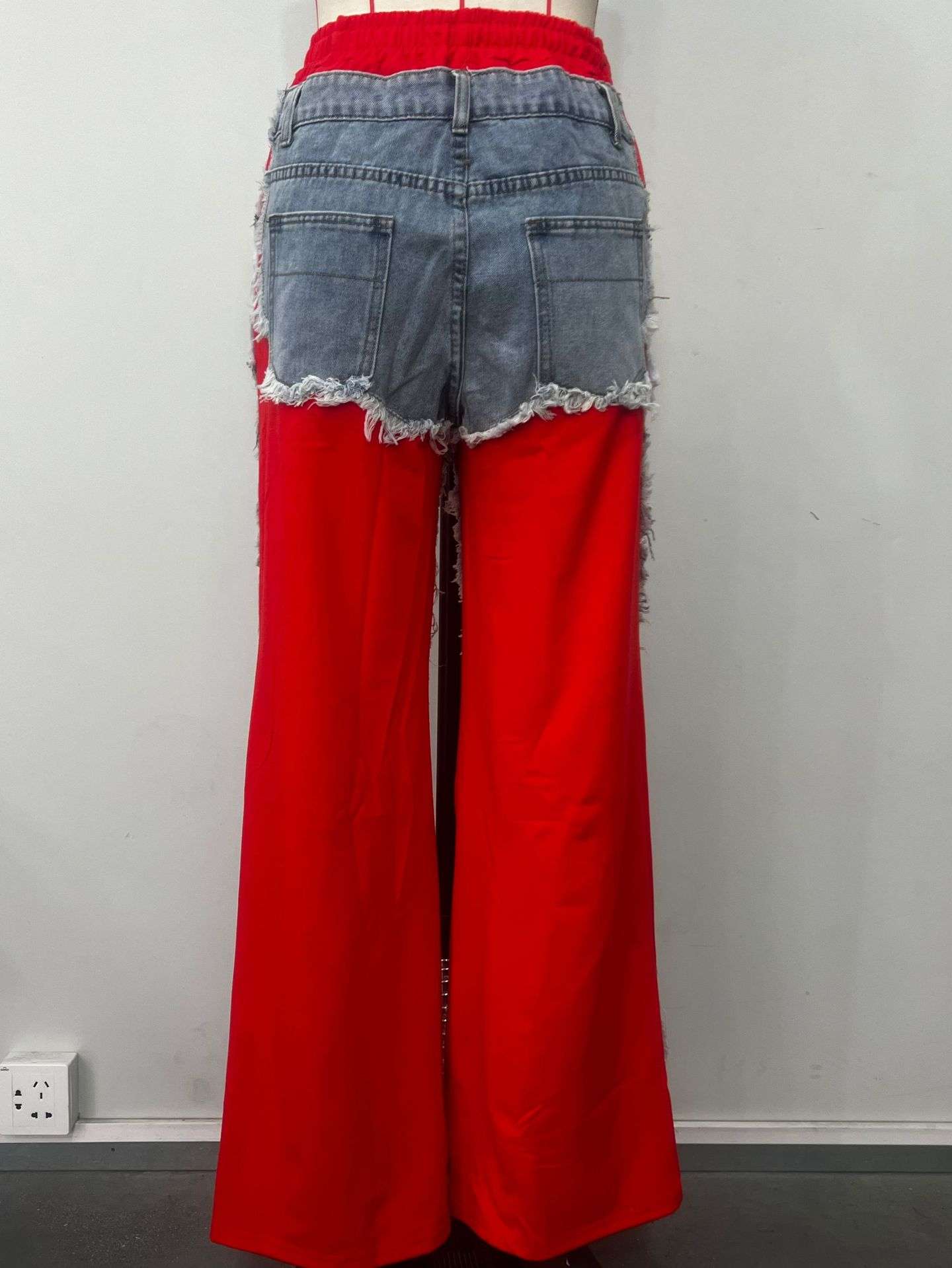 Patchwork Straight Leg High Waist Pants image 6