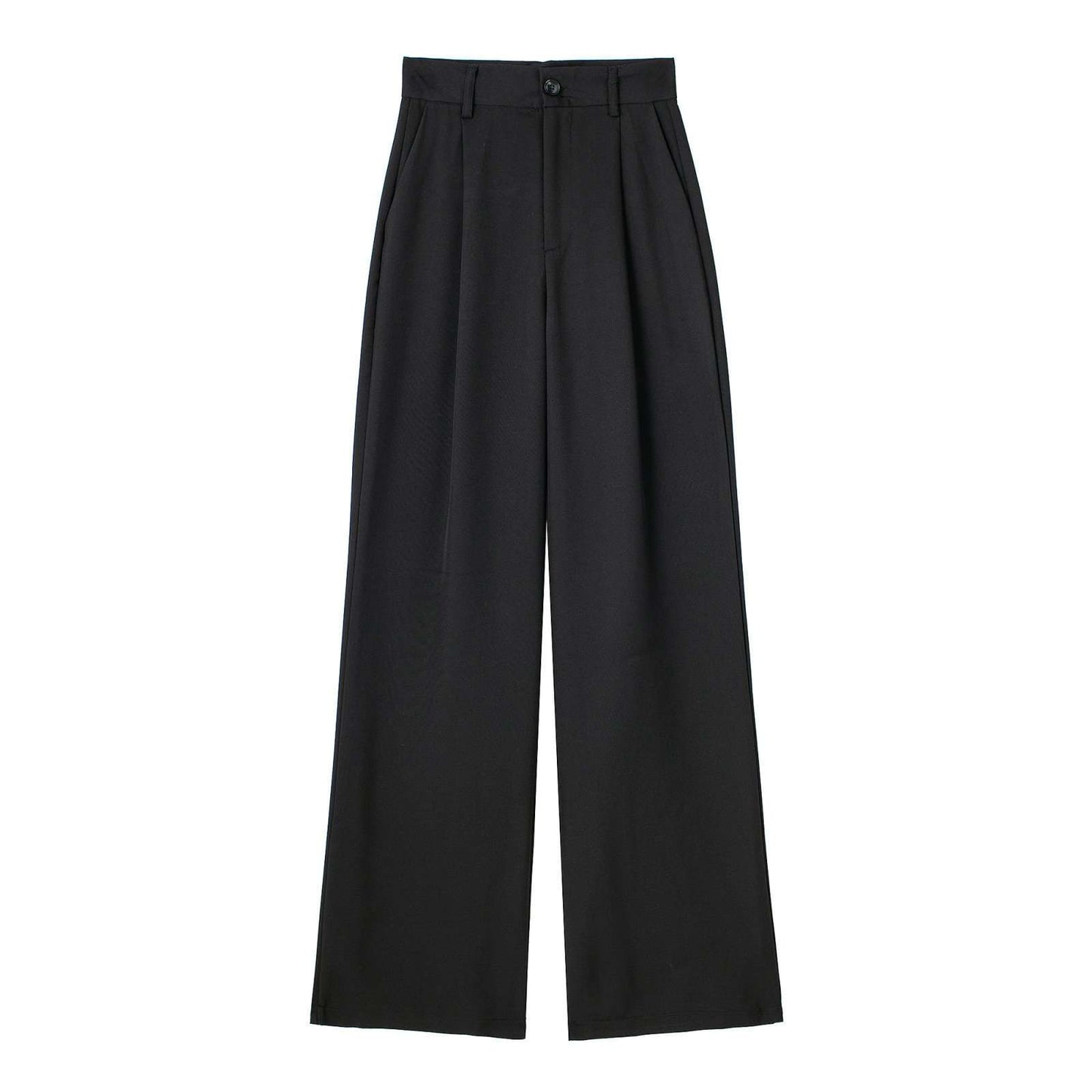Casual Zipper High Waist Striped Trouser - M, Black image