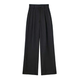Casual Zipper High Waist Striped Trouser - M, Black image