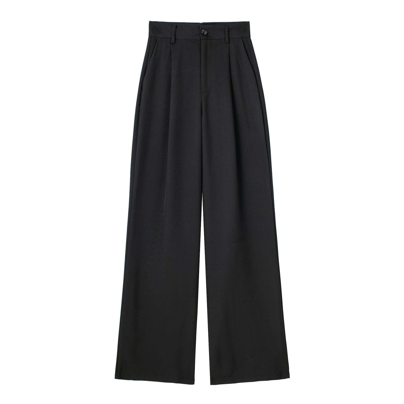 Casual Zipper High Waist Striped Trouser - M, Black image