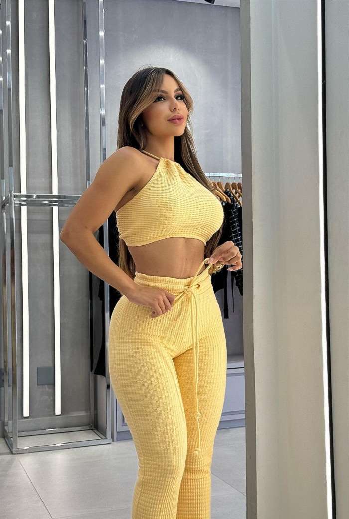 Textured Two-Piece Lounge Set - S, Yellow image