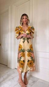 Floral Maxi Dress with Puff Sleeves image 3