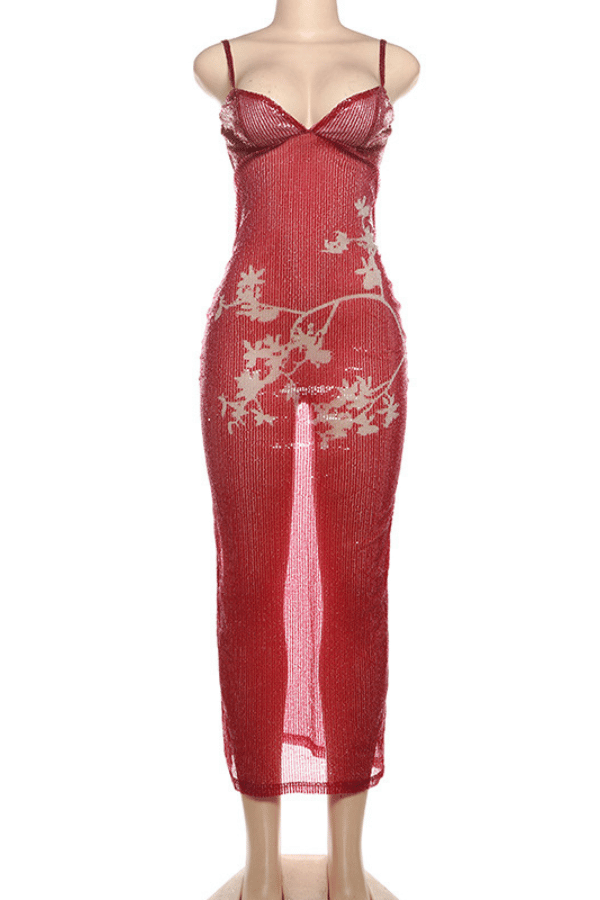 Sheer Sequined Bodycon Maxi Dress image 2