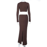 Knit Set with Crop Top & High-Waisted Skirt image 3