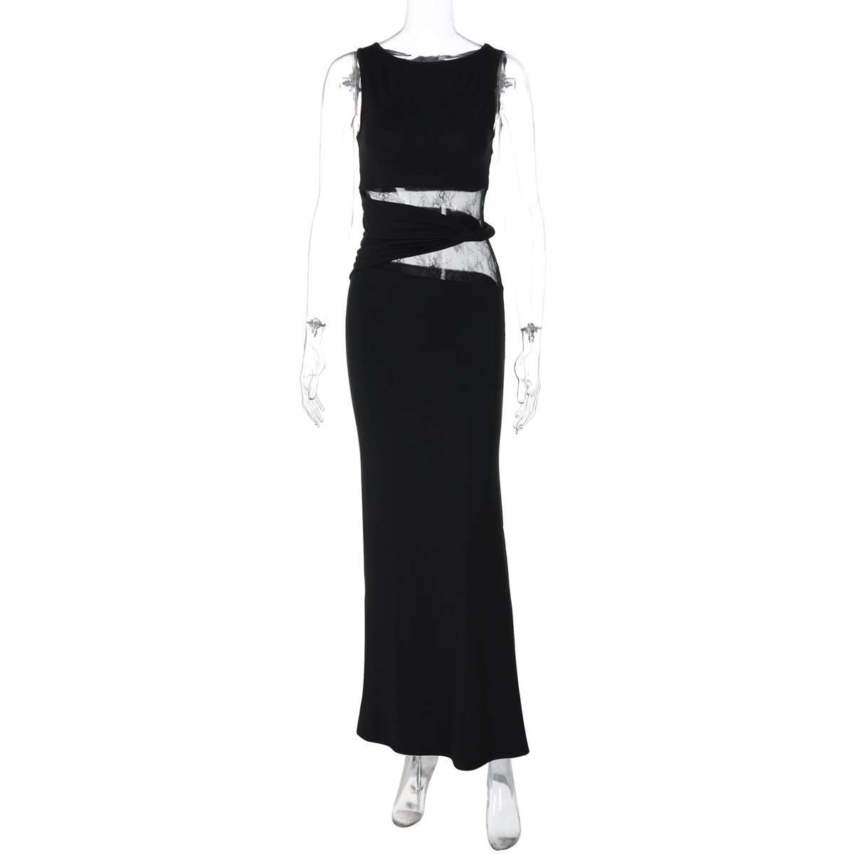 Elegant Black Cut-Out Maxi Dress image 3