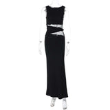 Elegant Black Cut-Out Maxi Dress image 3