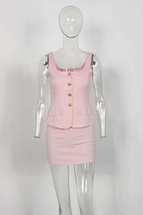 Button-Front Sleeveless Top and Skirt Set image 3