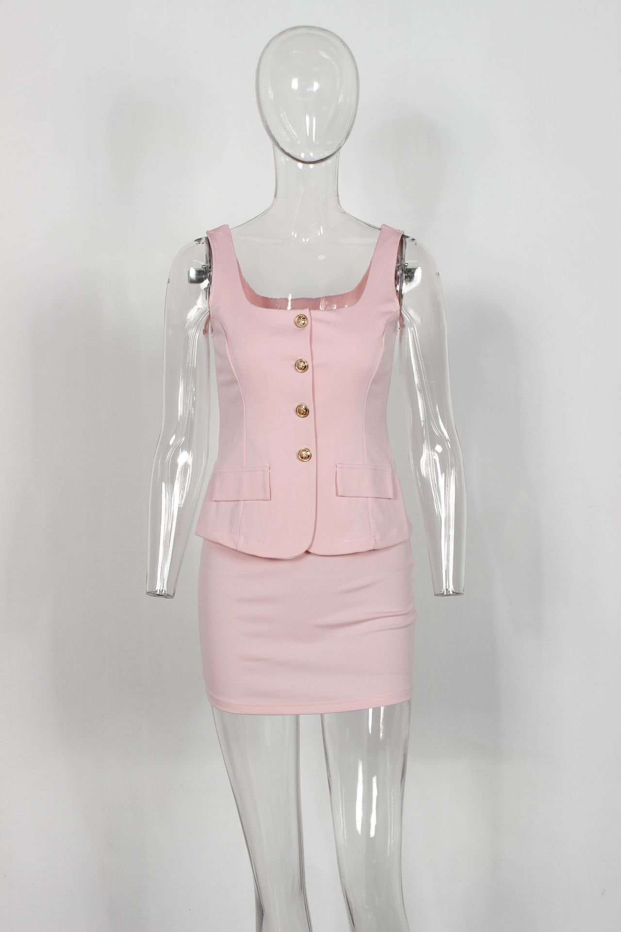 Button-Front Sleeveless Top and Skirt Set image 3