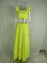 Two-Piece Set with Ruffled Sleeves and Maxi Skirt image 3