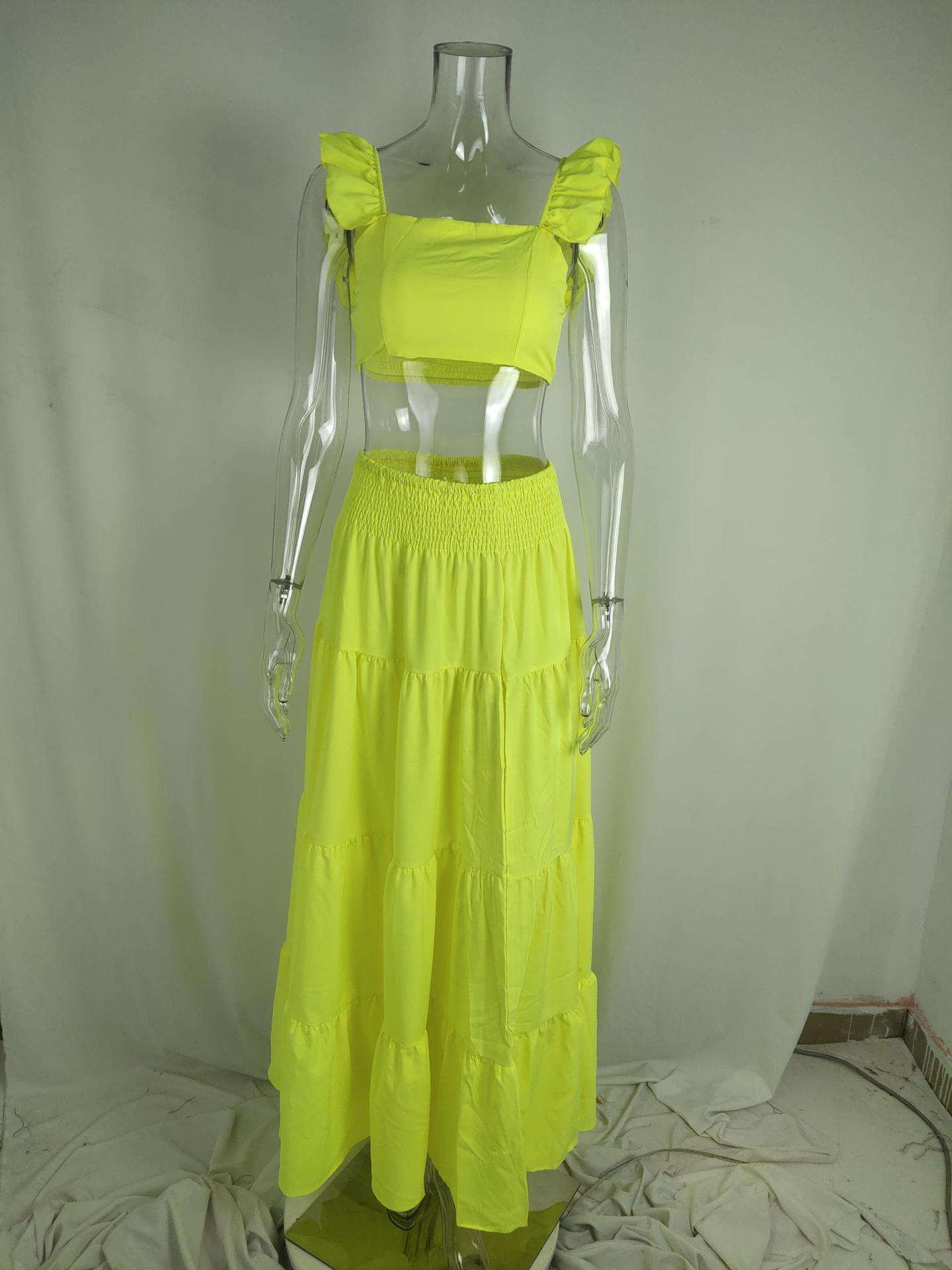 Two-Piece Set with Ruffled Sleeves and Maxi Skirt image 3
