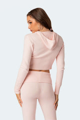 Crop Zip-up Sweater Hoodie Pants Set image 4