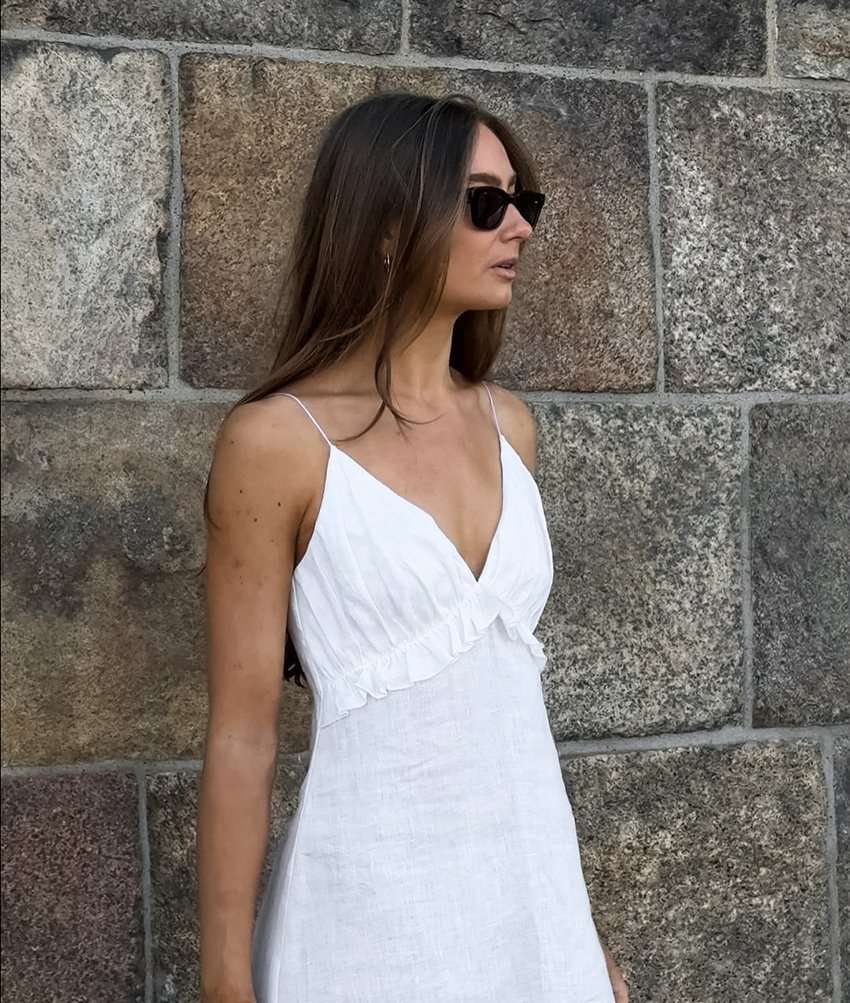 White V-Neck Maxi Dress image 2
