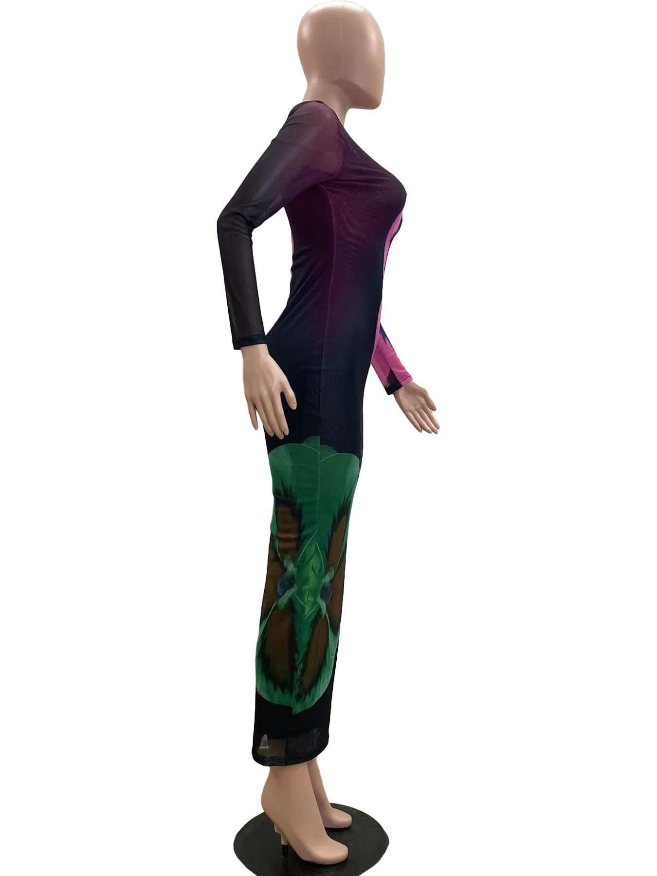 Floral Print Bodycon Maxi Dress image 3