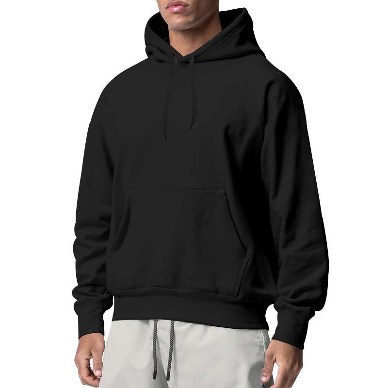 Pullover Hoodie with Kangaroo Pocket - L, Black image