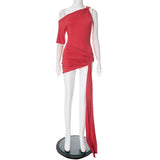 One-Shoulder Ruched Mini Dress image 5