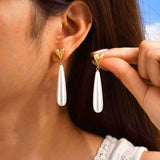 Elegant Gold Heart and Pearl Drop Earrings image 5