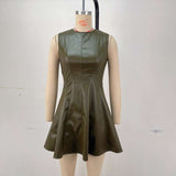 Faux Leather Fit-and-Flare Dress image 3