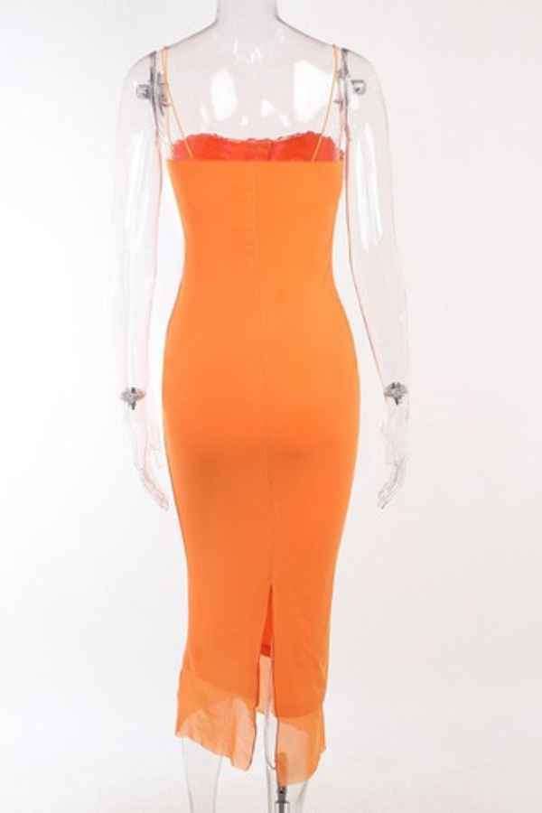 Sexy Lace Patched Mesh Layered Sleeveless Maxi Dress image 4