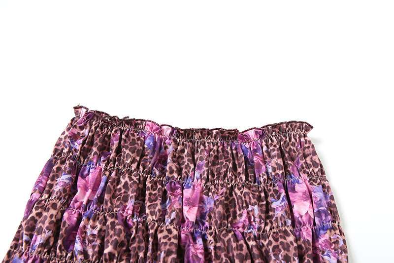 Leopard Floral Print Bikini Set with Ruffled Skirt image 5