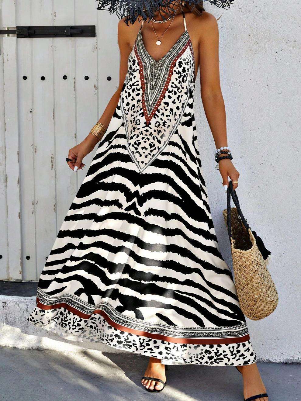 Animal Print Maxi Dress - S, Black image