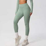 Womens Tights Sports Gym Wear Yoga Pants - L, Tea Green image