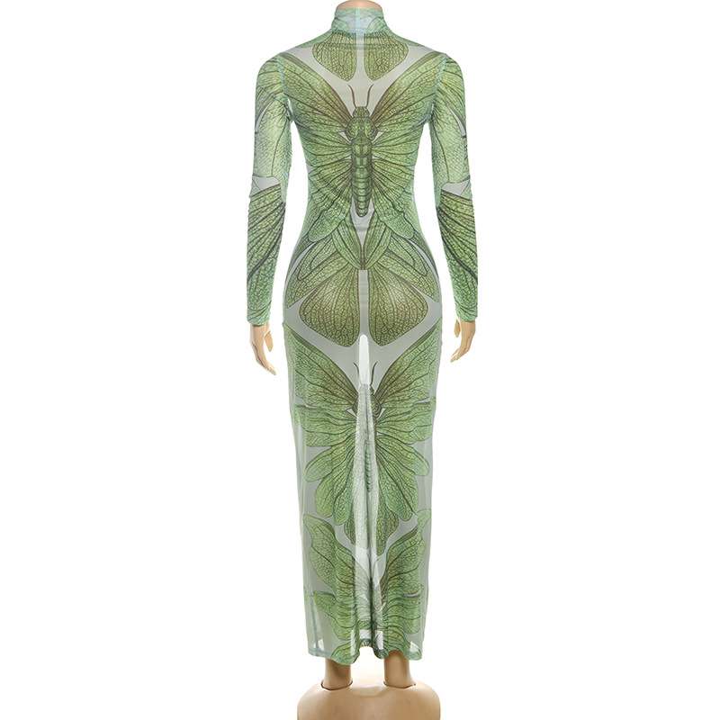 Graphic Maxi Dress with Insect Print image 2