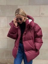 New street style hooded winter jacket - XL, Wine Red image