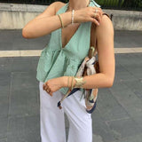 Striped Halter Crop Top image 2