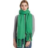 Tasselled Border Cosy Everyday Scarves - Green image