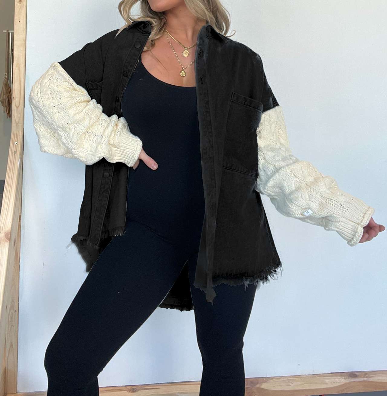 Casual Layered Sweater Jacket image 1