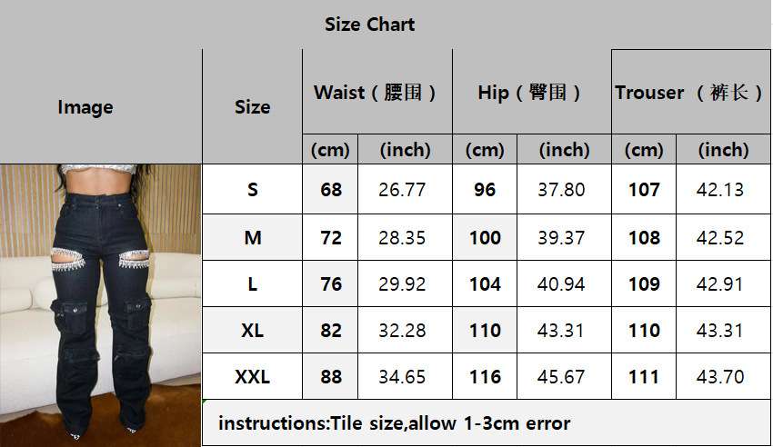 Rhinestone Cutout Cargo Jeans in Black image 6