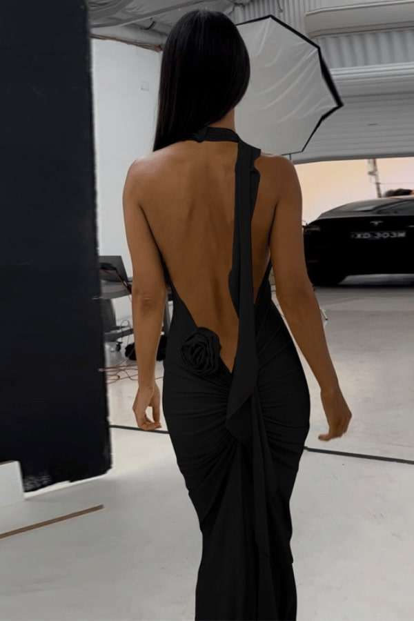 Radiant Rose Halter Maxi Dress image 4