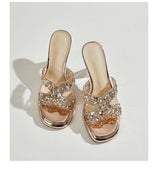 Glitter Block-Heel Mules