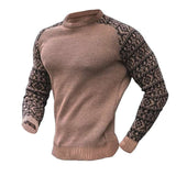 Round Neck Sweater With Patterned Sleeves image 7