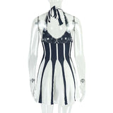 Chic Black and White Striped Dress image 4