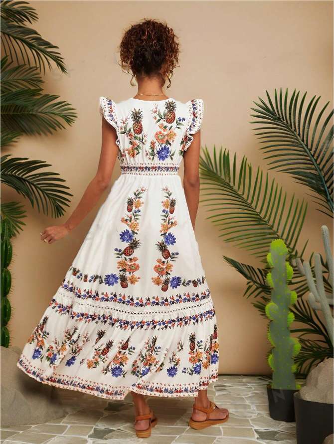 Bohemian pattern Floral Maxi Dress image 6