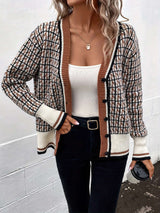 Plaid Pattern Drop Shoulder Cardigan Sweater image 4