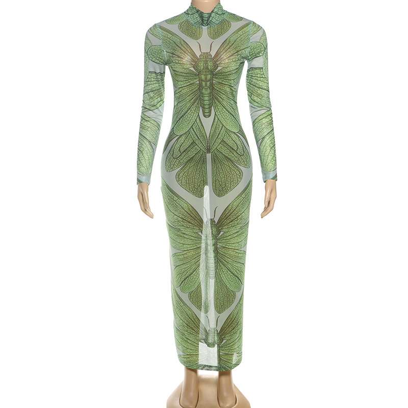 Graphic Maxi Dress with Insect Print image 3