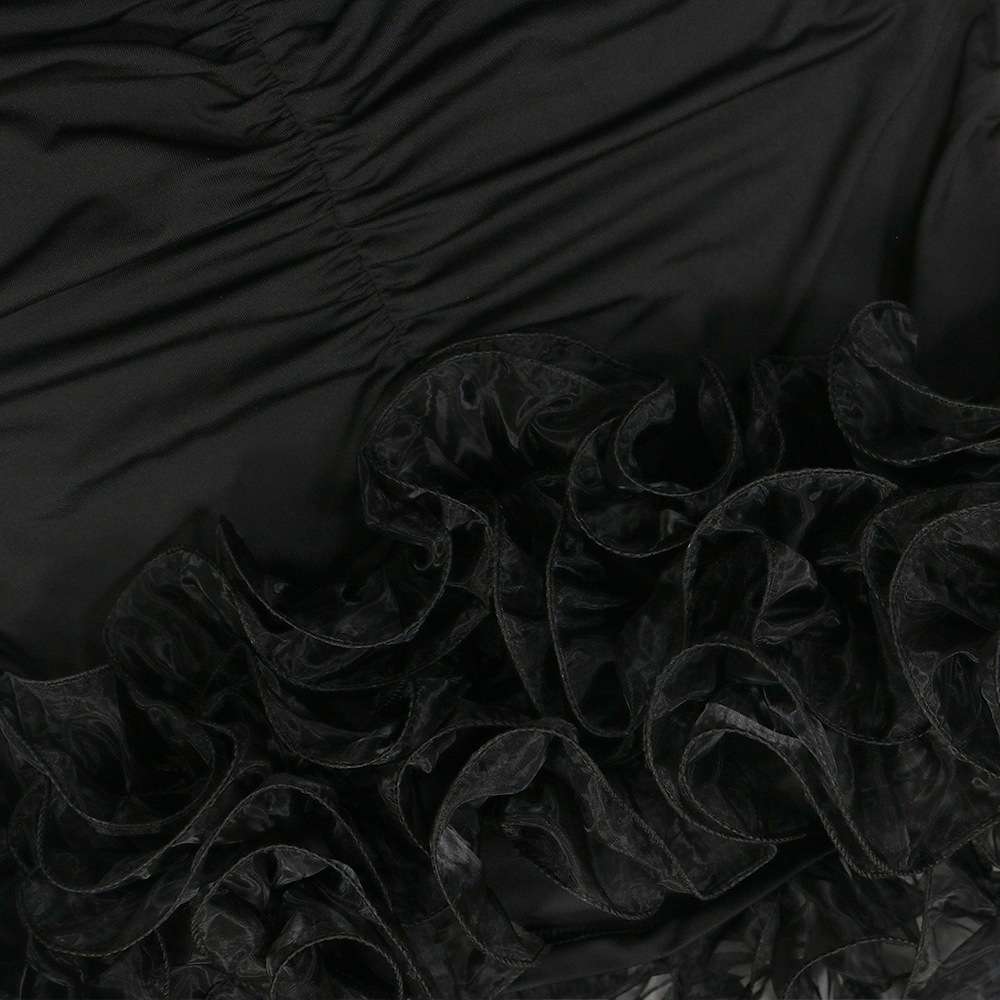 Black Ruffle Halter High-Low Dress image 5