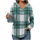 Plaid Hooded Flannel Shirt - L, Green image