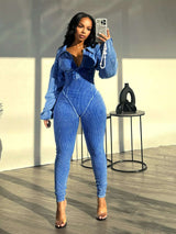 Comfy Corset Jumpsuit - XL, Blue image