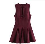 Elegant Sleeveless A-Line Dress - S, Wine Red image